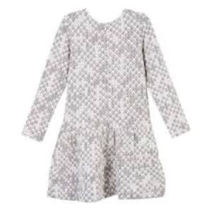 Lili Gaufrette Grey and White Long Sleeve Girls Dress